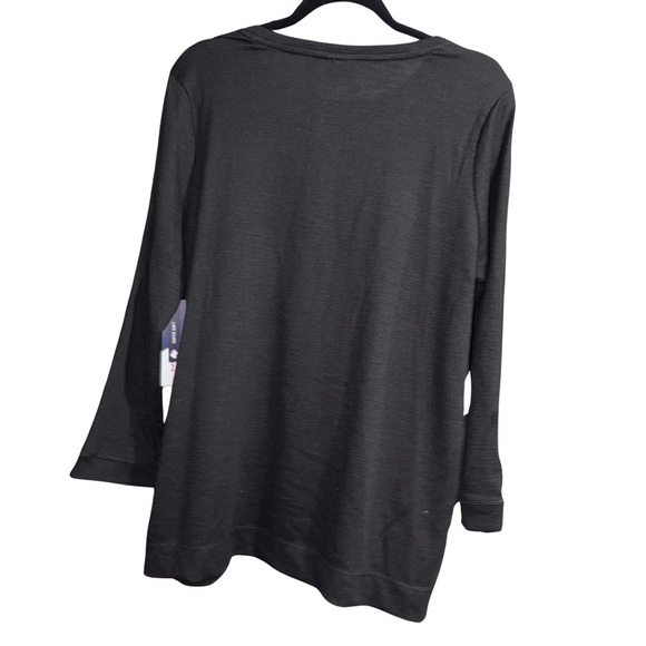 Black Waffle Knot Tunic Top with Button Embellishments NWT - Picture 6 of 6